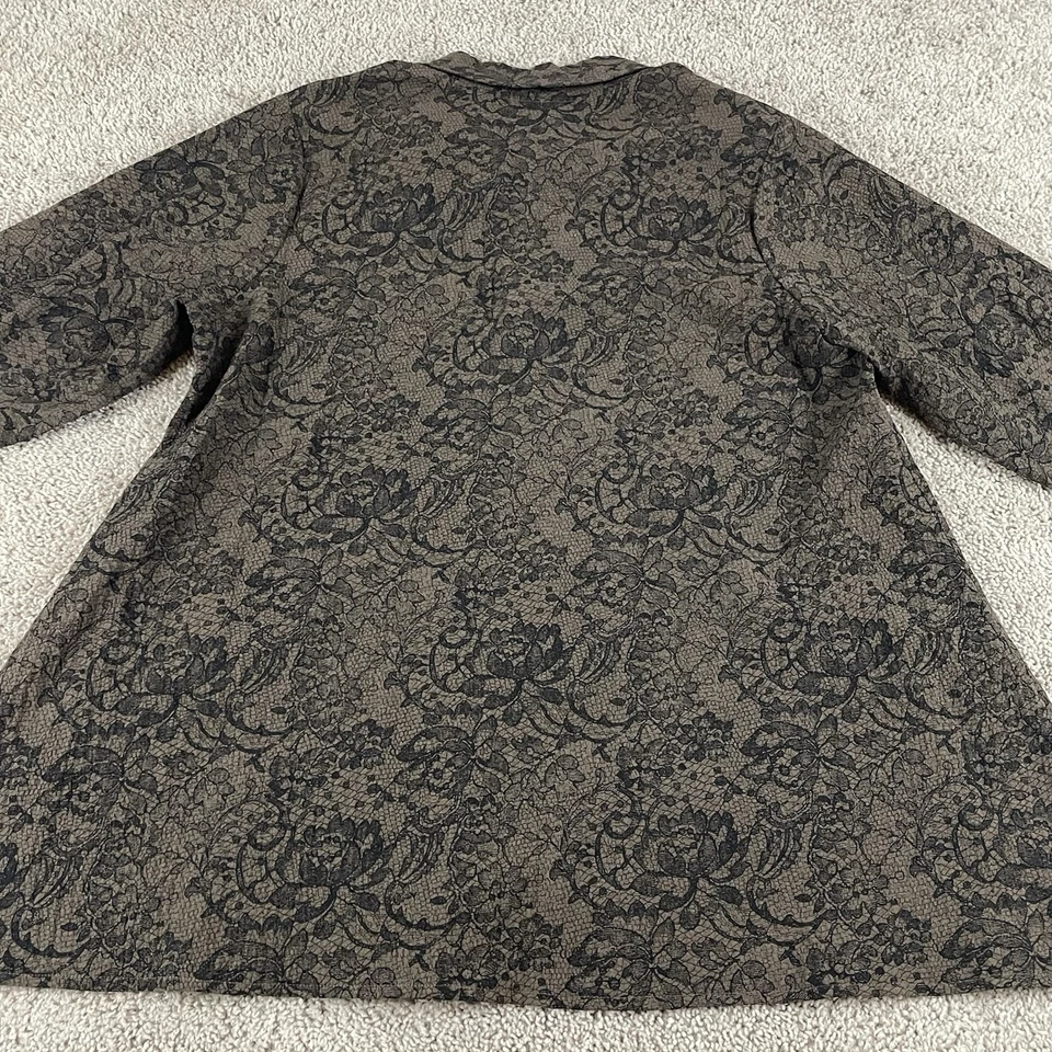 Habitat Button Up Jacket Womens Large Brown Gallery Artsy Textured Jacquard F116 - Image 4 of 4