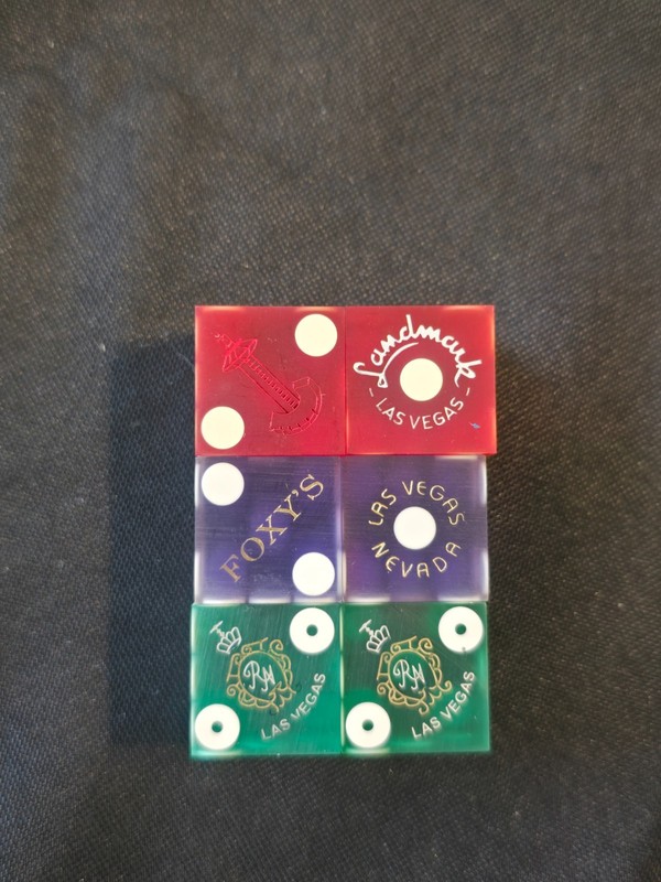 3 PAIRS NEVADA CASINO DICE  LANDMARK/FOXYS/ROYAL NEVADA FREE SHIPPING