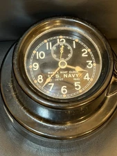 1942 SETH THOMAS WWII U S NAVY MARK 1 BOAT CLOCK PORTHOLE SHIP WALL CLOCK