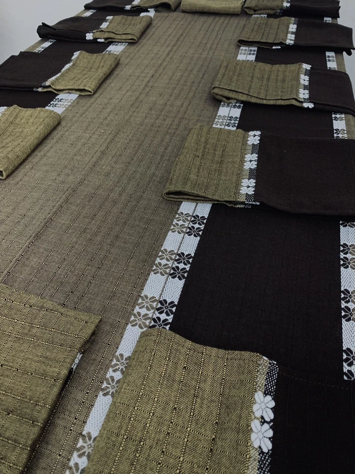 Vintage nappe + 12 serviettes  250 cm / 150 cm   Marignan Dans Boîtes. - Photo 2/4