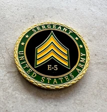 U.S. Army Sergeant E-5 Rank Challenge Coin. New! Fast Shipping! Perfect Gift!