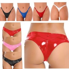 UK Women's Zipper Crotch Booty Shorts Shiny Metallic PVC Leather Hot Pants Raves