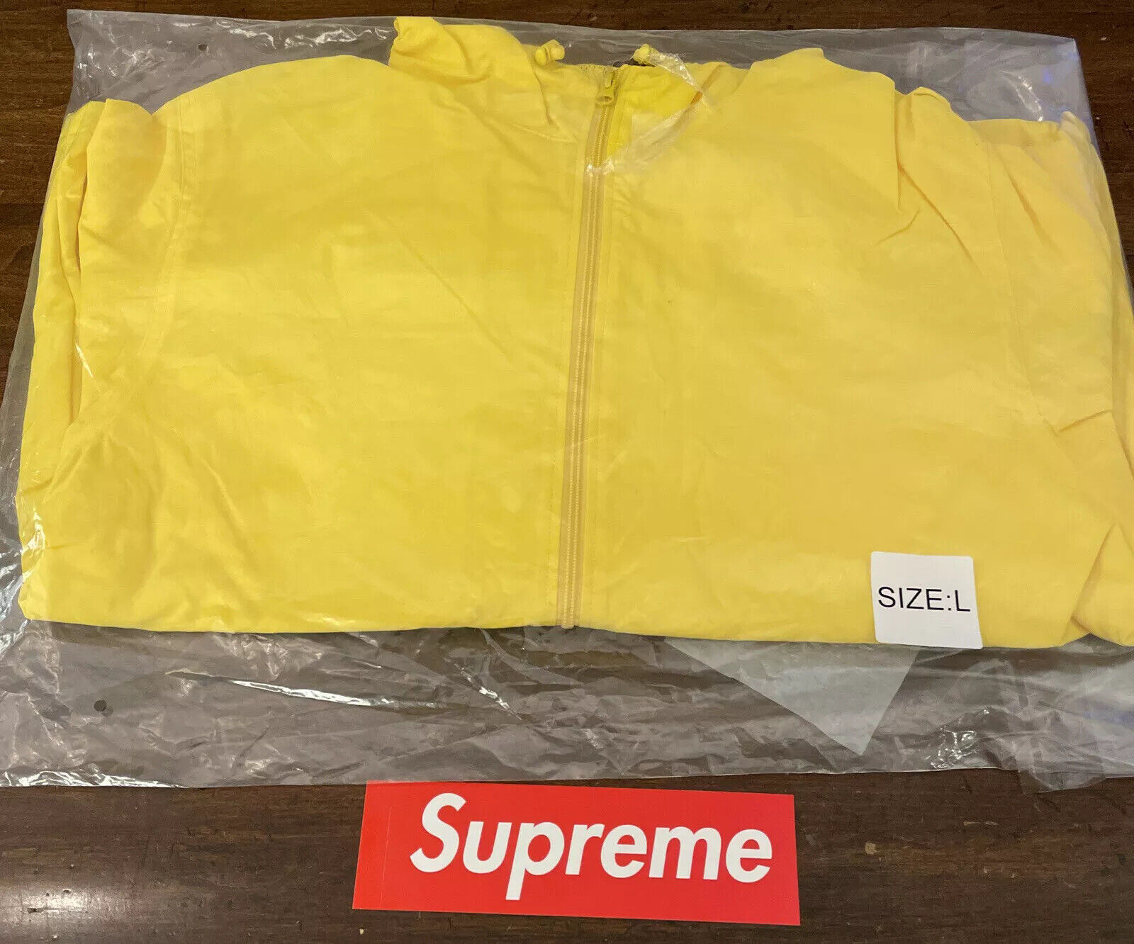 SUPREME REFLECTIVE ZIP HOODED JACKET YELLOW SIZE LARGE/ SS21 WEEK 4  AUTHENTIC