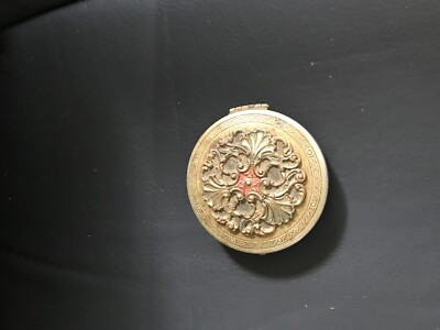 Vintage German Silver Make-up Compact - CA fc