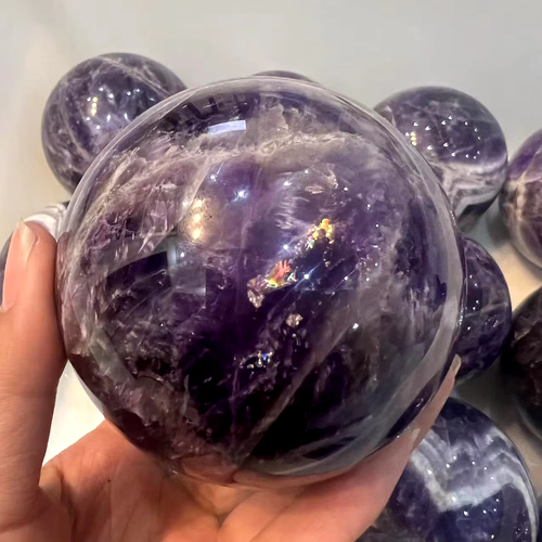 8.5Cm Natural Dream Amethyst Ball Polished Massage Sphere Ball Reiki Healing Roo - Picture 2 of 14