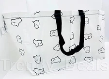 Ikea KUSTFYR Shopping Bag Tote Large White/Black Ghost 21 ¾x13 ¾x14 ½" 19 gallon
