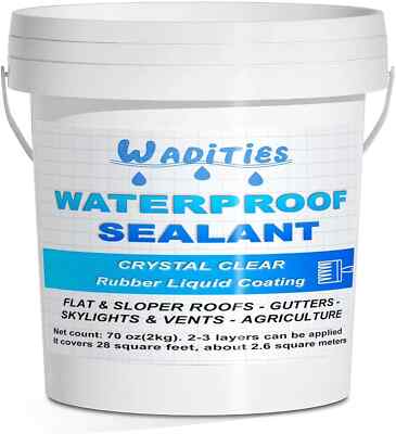 Waterproof Sealant Clear 2L 70Oz Wall Bathroom Roof WaterBased Coating Invisible