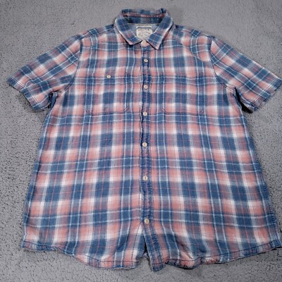 Fat Face Shirt Mens Large Plaid Regular Pocket Collar Casual Button Up Cotton
