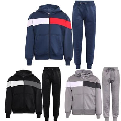 A2Z 4 KIDS® Kinder Mädchen Jungen Trainingsanzug Kontrast Panel Kapuze Hoodie & Unterteil Jogginganzüge