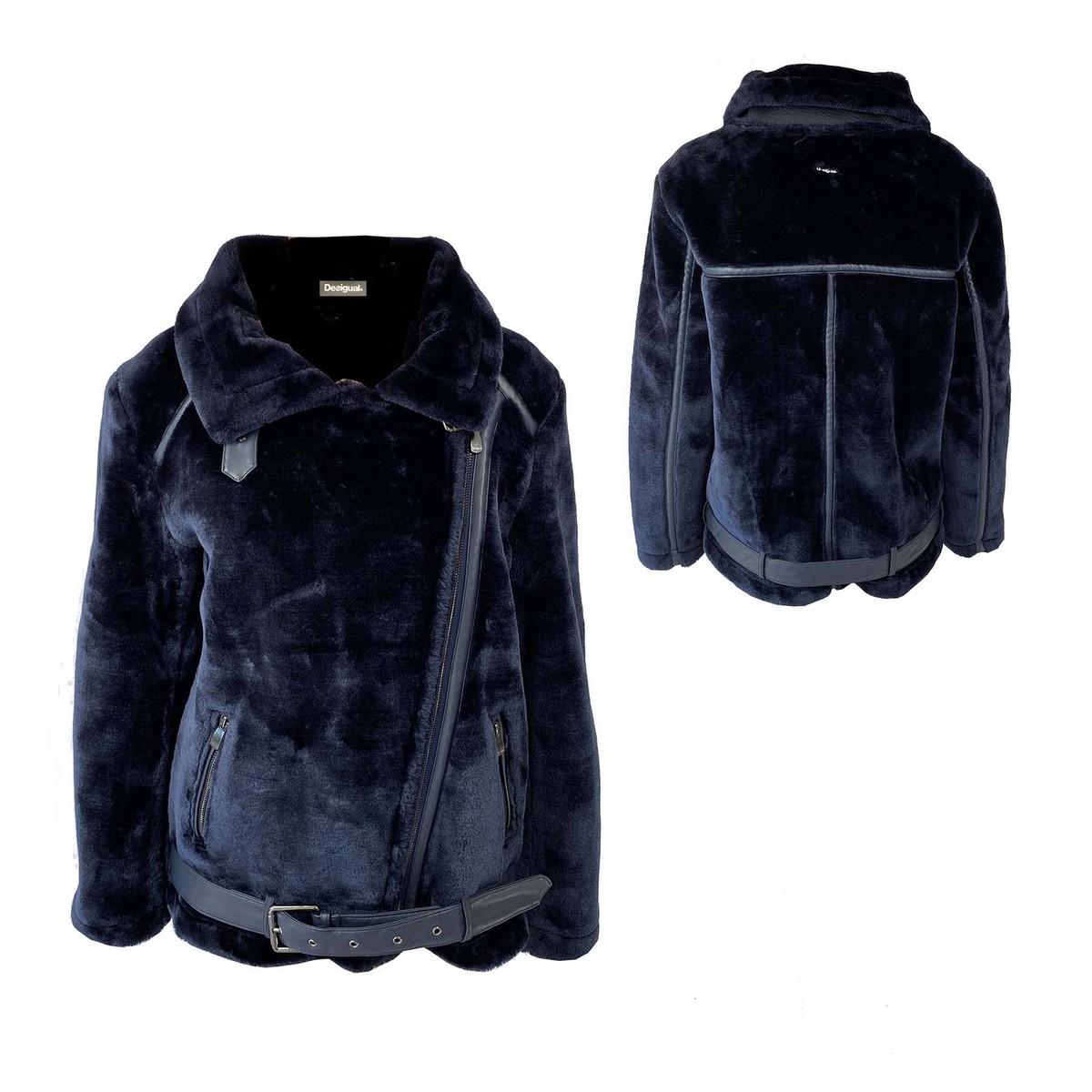 Desigual Damen Jacke Oslo Samt Kunstleder 36, 42 Blau NEU