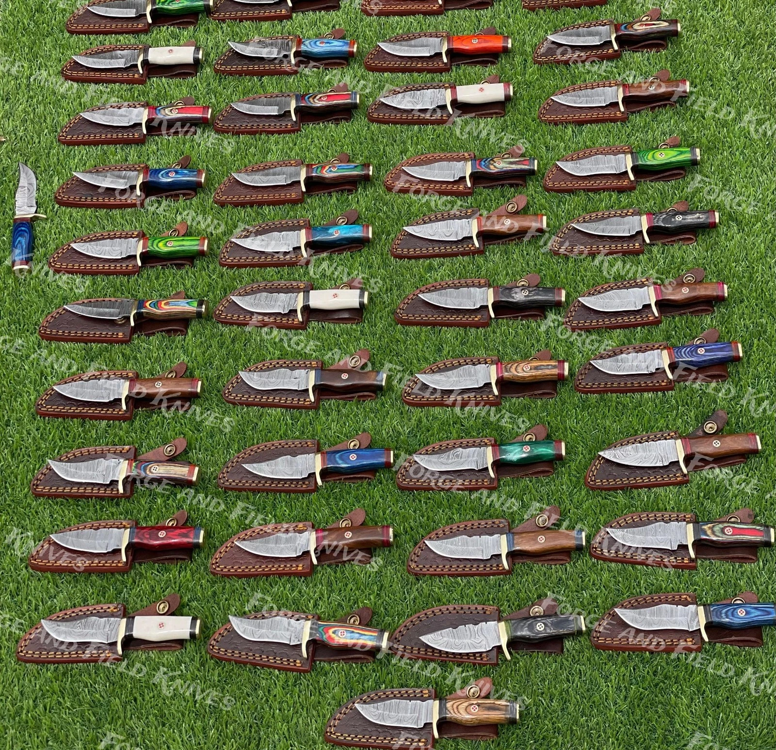 Set of 80 Custom Handmade Damascus Steel 6" Camping & Hunting Knives - From USA