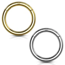 14 Karat Solid Gold Hinged Ring Fit almost every piercing good for Nose Ear More