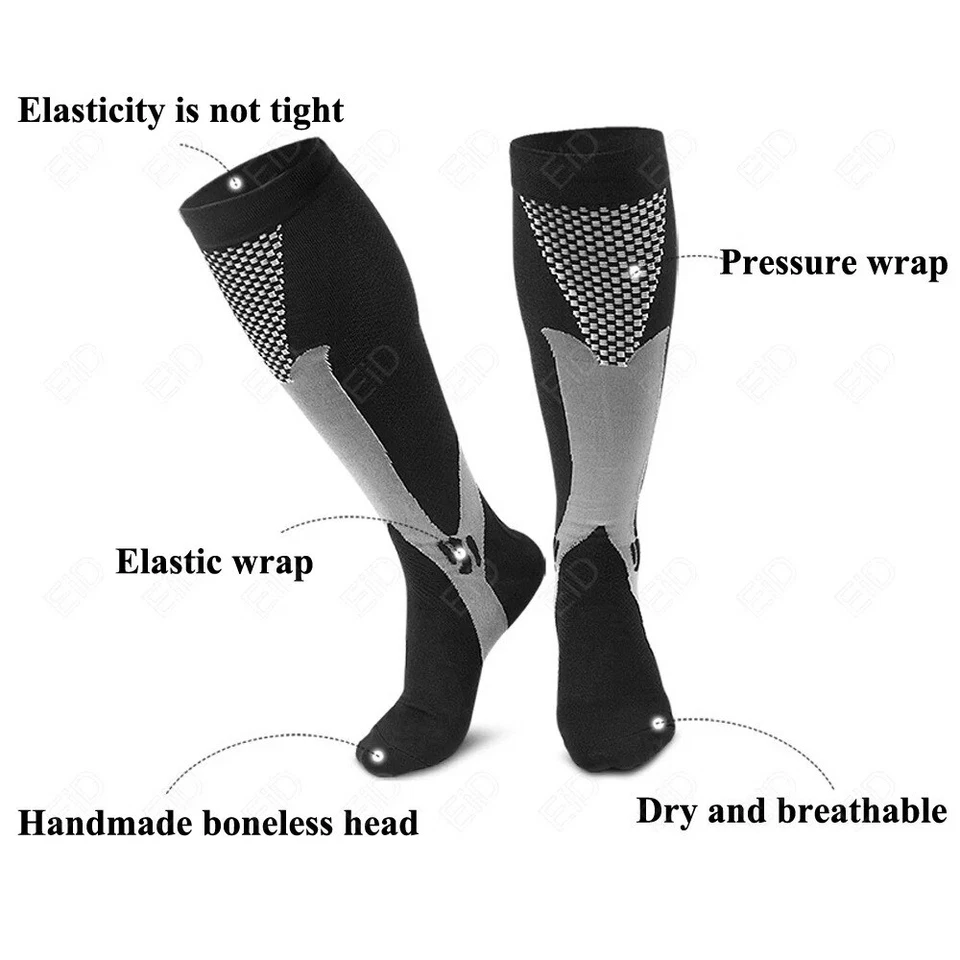 Calcetines elásticos de compresión media pantorrilla espinilla soporte pierna yoga gimnasio medias deportes EE. UU. Foto 4 de 4