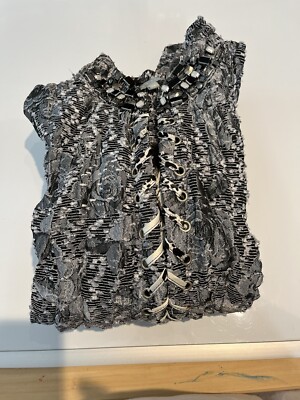 Passion Concept Jacket Women s Sz M Black Gray Jewels Elegant Country Club