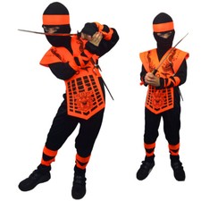 Garçons Néon Orange Power Dragon Costume Ninja Enfants Enfant Ranger Déguisement