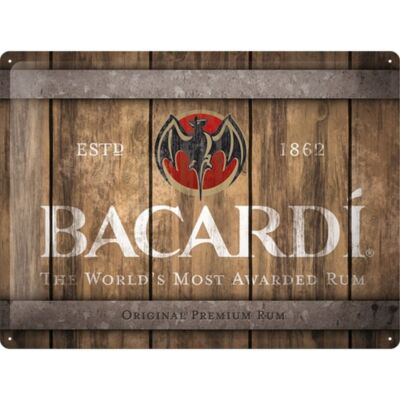 Tin sign metal sign 12 x 16 in -Bacardi - Wood Barrel Logo