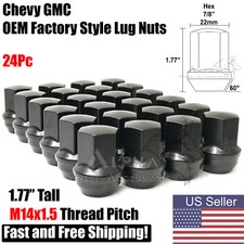 24 Chevy Silverado Oem Factory Style Black Lug Nuts M14x1.5 Fits Tahoe Blazer