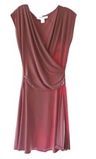 Sale! AA Studio Size 8 Wrap Front Dress Pleated Shoulders Poly Spandex Blend