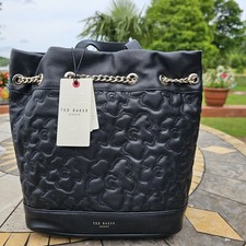 Ted Baker- AYSSAN- Magnolia Quilted Leather Backpack- Black- 295