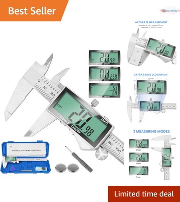 6 Inch Stainless Steel Digital Caliper - Effortless Measurement & Zero Reset