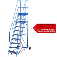 Image of 12 Tread Mobile Warehouse Stairs Punched Steps 4m EN131 7 BLUE Safety Ladder