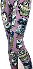 Nwt Purple Owls Peachskin Leggings One Size 0-12