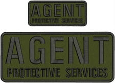 AGENT P S EMB PATCH  4x10 & 2X5 VELCR@ ON BACK  BLACK  BLACK ON OD GREEN