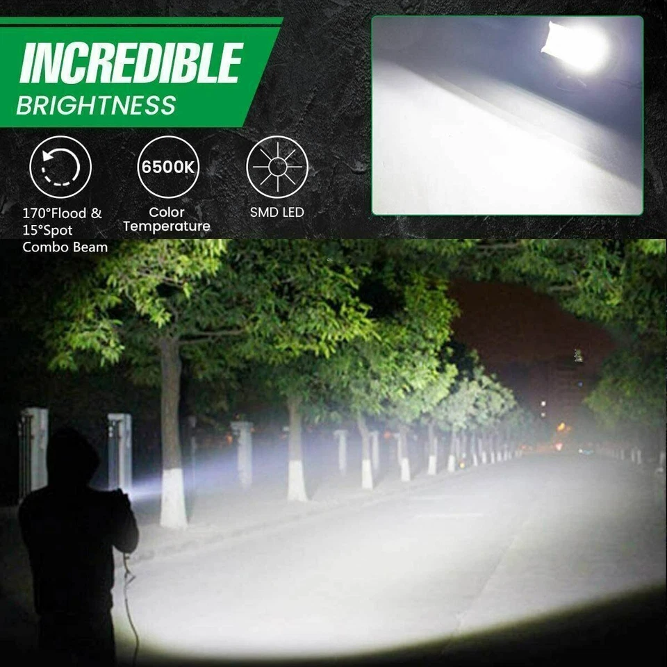 LED Light Bar  2 PCS 4 inch 6000LM Work Flood Pods Offroad Driving Fog Lamp PK7 - Image 3 of 4