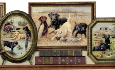 Vintage Picture Frame of Country Farm Hunting dogs Truck Car Wallpaper Border