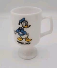 Vintage Walt Disney DONALD DUCK Pedestal Milk Glass Mug