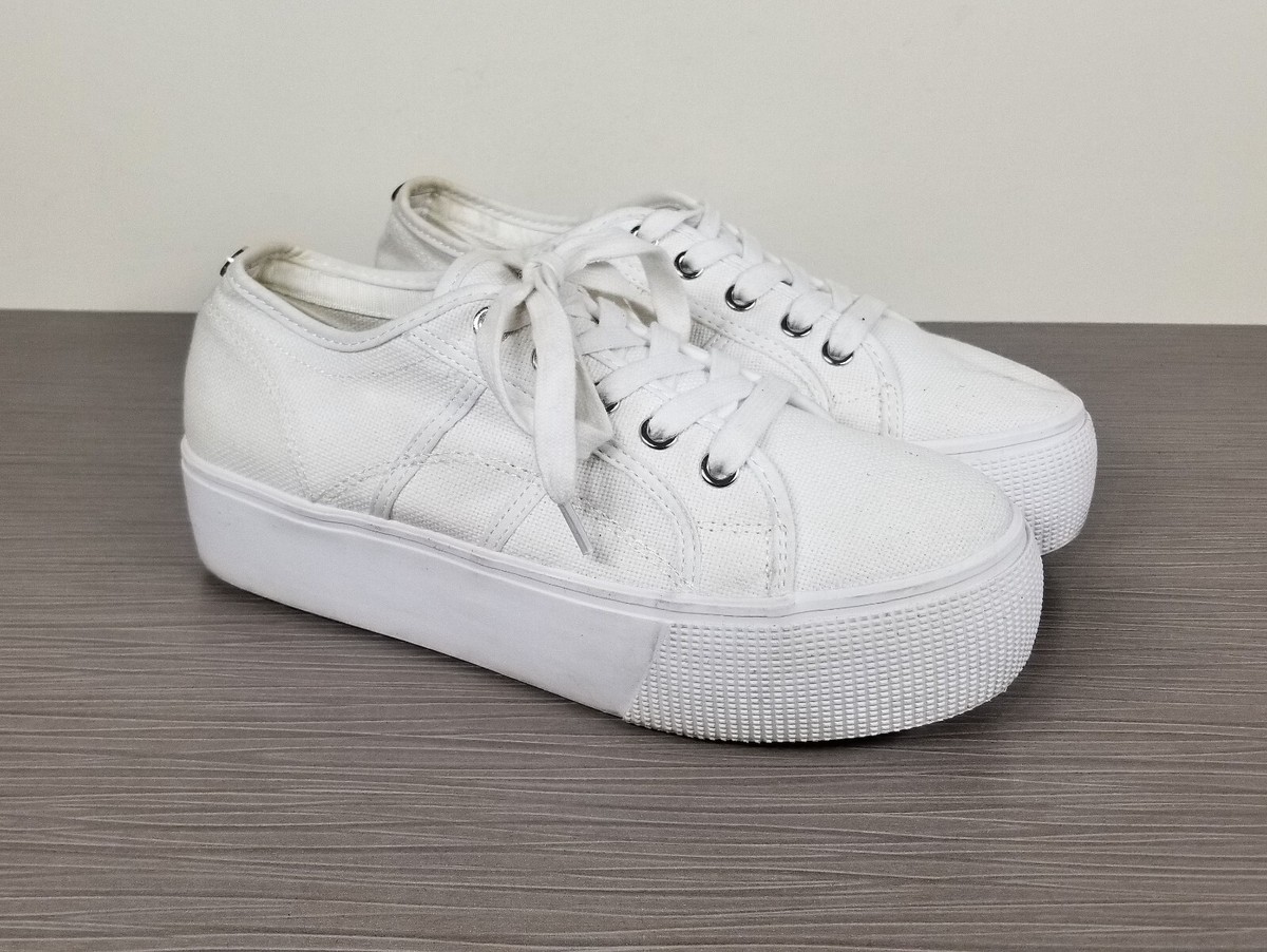 Steve Madden Emmi Platform Sneakers, White Canvas, Womens Size 6.5 M | eBay