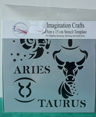 Imagination Crafts Widder Stier Schablone 15 cm x 15 cm / 6 x 6 in Stippling Schwamm