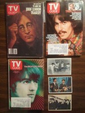 3 rare John Lennon  & George Harrison solo Beatle TV Guides 1981-2000-2001 +card