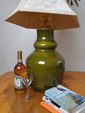 Mid Century Curvy Green Italian Ceramic Floor Lamp. Refurbished and PAT Tested.