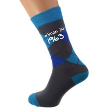 Born in 1963 60th Birthday Blue Diamond Socks UK 5-12
