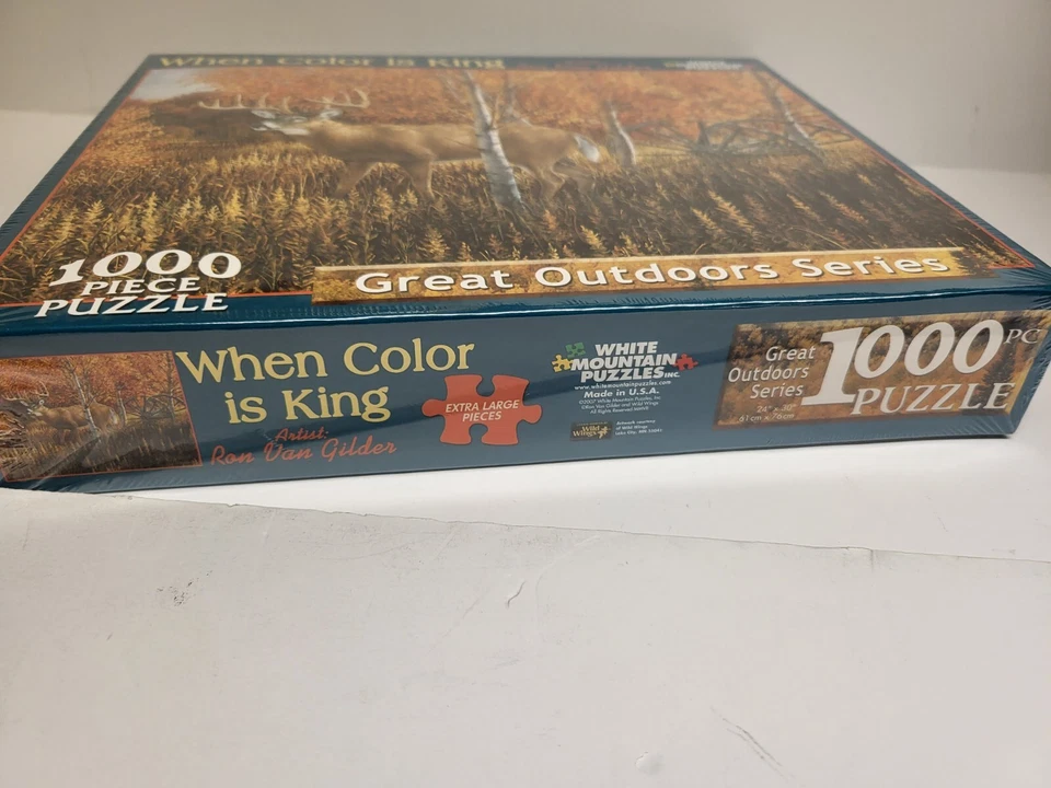 Rompecabezas White Mountain 1000 serie exterior Ron Van Gilder cuando el color es King Deer Foto 3 de 4