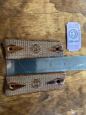 Astra 1911 Double Diamond Checkered Rosewood Grips 3 inch screw spacing