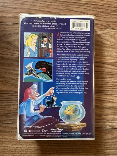 Walt Disneys Meisterwerk Pinocchio VHS Kassette - Bild 2 von 4