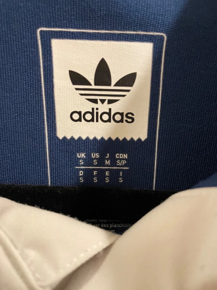 Men's Adidas 3-Stripes Long Sleeve Rugby Blue Red Grey Polo Shirt Men’s  Sz S - Image 2 of 4