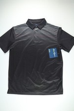 Mens Ben Hogan Black Gray Stripe Short Sleeve Performance Polo