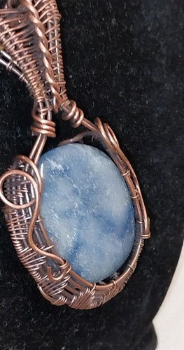 Hand Wire Wrapped Blue Aventurine Stone Pendant And Necklace - Picture 11 of 15