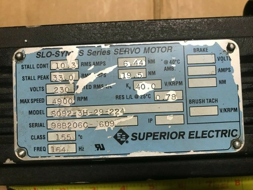 Servomotor eléctrico superior SLO-SYN serie S S092-3H-29-224, 6,44 casi nuevo 4900 rpm - Imagen 2 de 9
