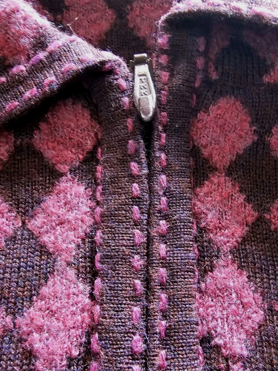 Pendleton Womens Wool Blend Zip Front Argyle Swea… - image 3