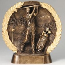 GOLF GOLD RESIN PLATE AWARD TROPHY 7" PERSONALIZED LOW NET GROSS FIRST PLACE
