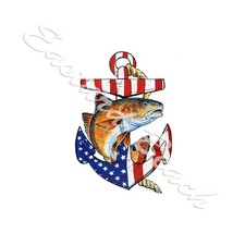 Decal Vinyl Sticker USA Anchor with Red Drum Made in USA