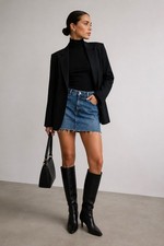 Abercrombie  Fitch Zoe A-Line Denim Mini Skirt 14/32 Raw Hem Y2K M Preppy Indie