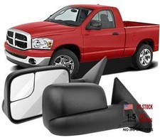 Tow Mirror Left Side Fit For 2002-2008 Dodge Ram Black - Left Power Control