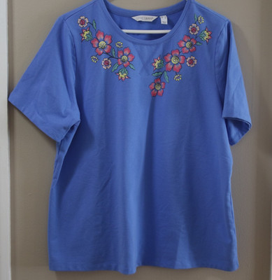 NEW SPORT SAVVY LIGHT  WEIGHT  FRENCH TERRY SHORT SLEEVE TOP BLUE LARGE L
