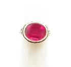 14K Yellow Gold ~9.5x8MM Oval Bezel Set Ruby Ring Size 3.75