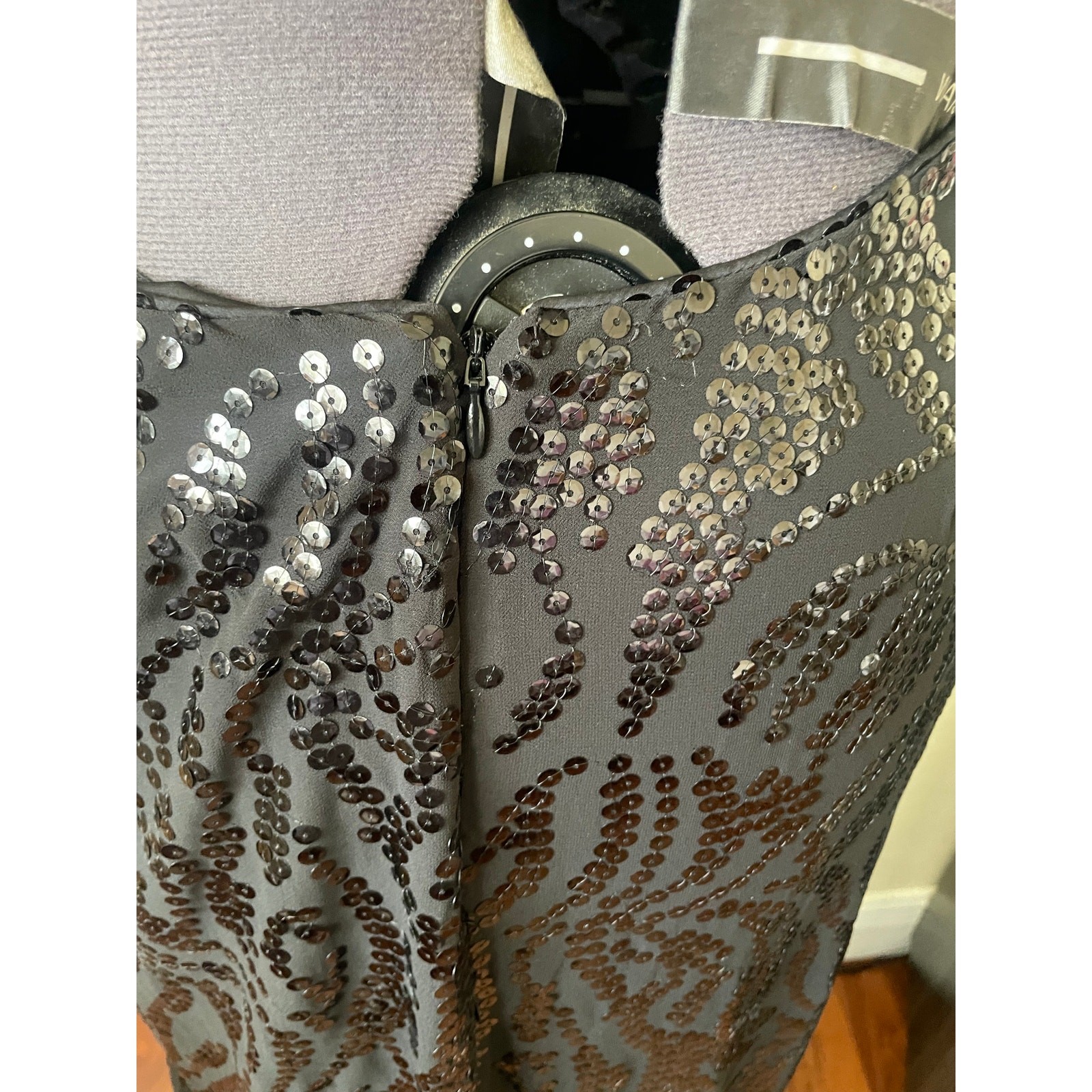 Dundas x Revolve Women's Jean Black Sequin Front Slit Maxi Dress • Size XL image 6
